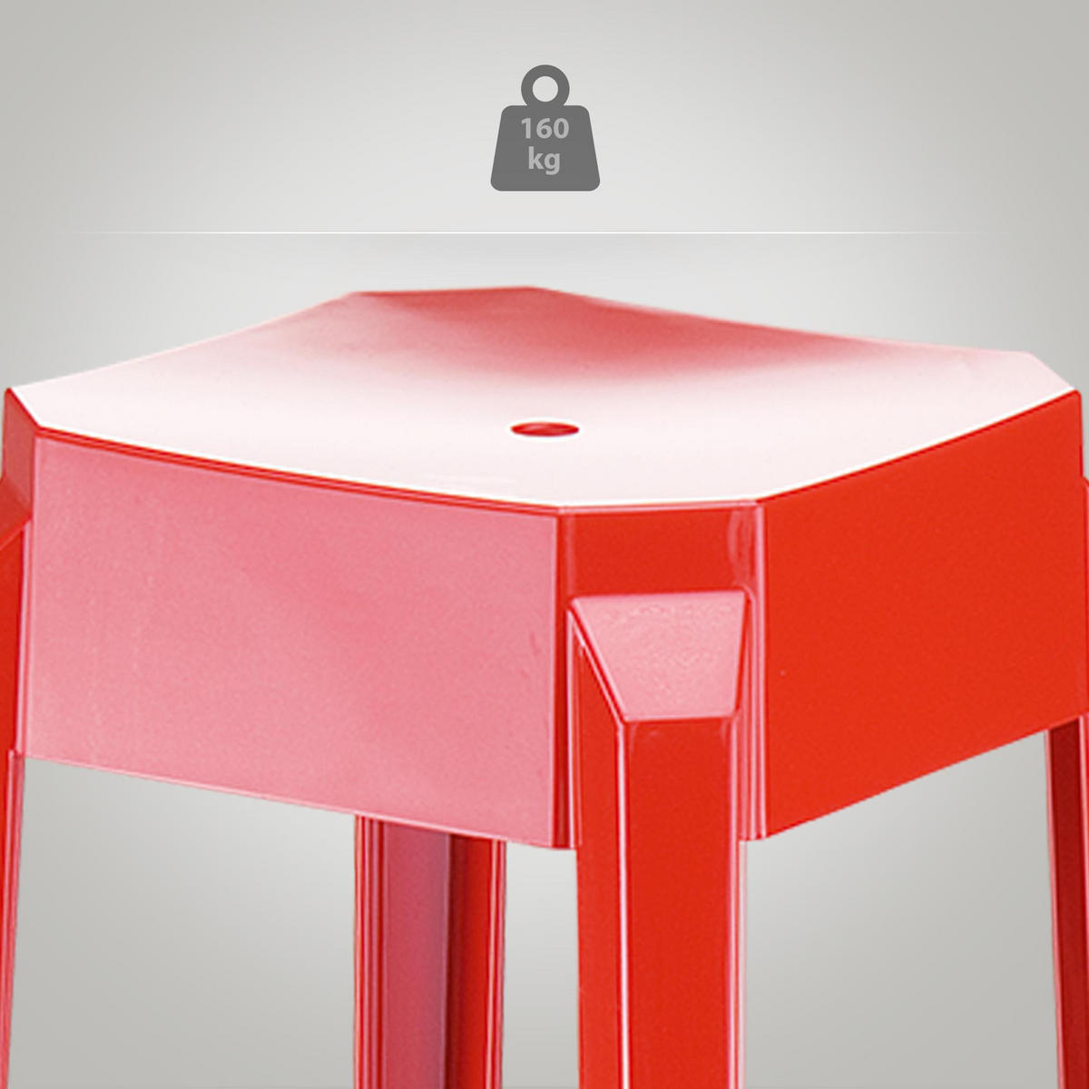 BARHOCKER 2er Set Kunststoff rot - Eukalyptusholzfarben/Rot, Kunststoff (36/75/36cm) - CLP