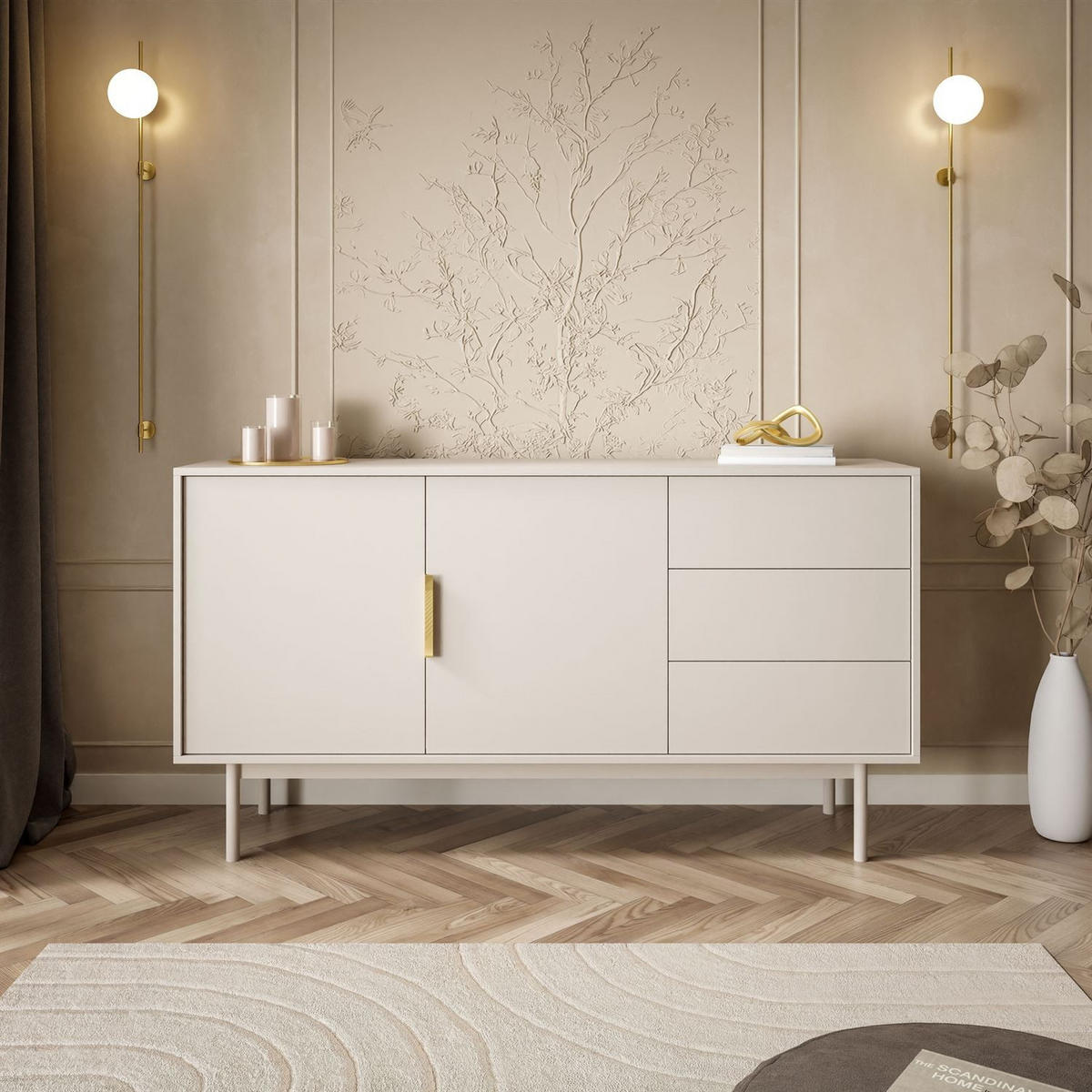 SIDEBOARD MIRACLE 2D3S mit Schubladen Kaschmir - Kaschmir, Holzwerkstoff (154/82/39cm) - Lookway