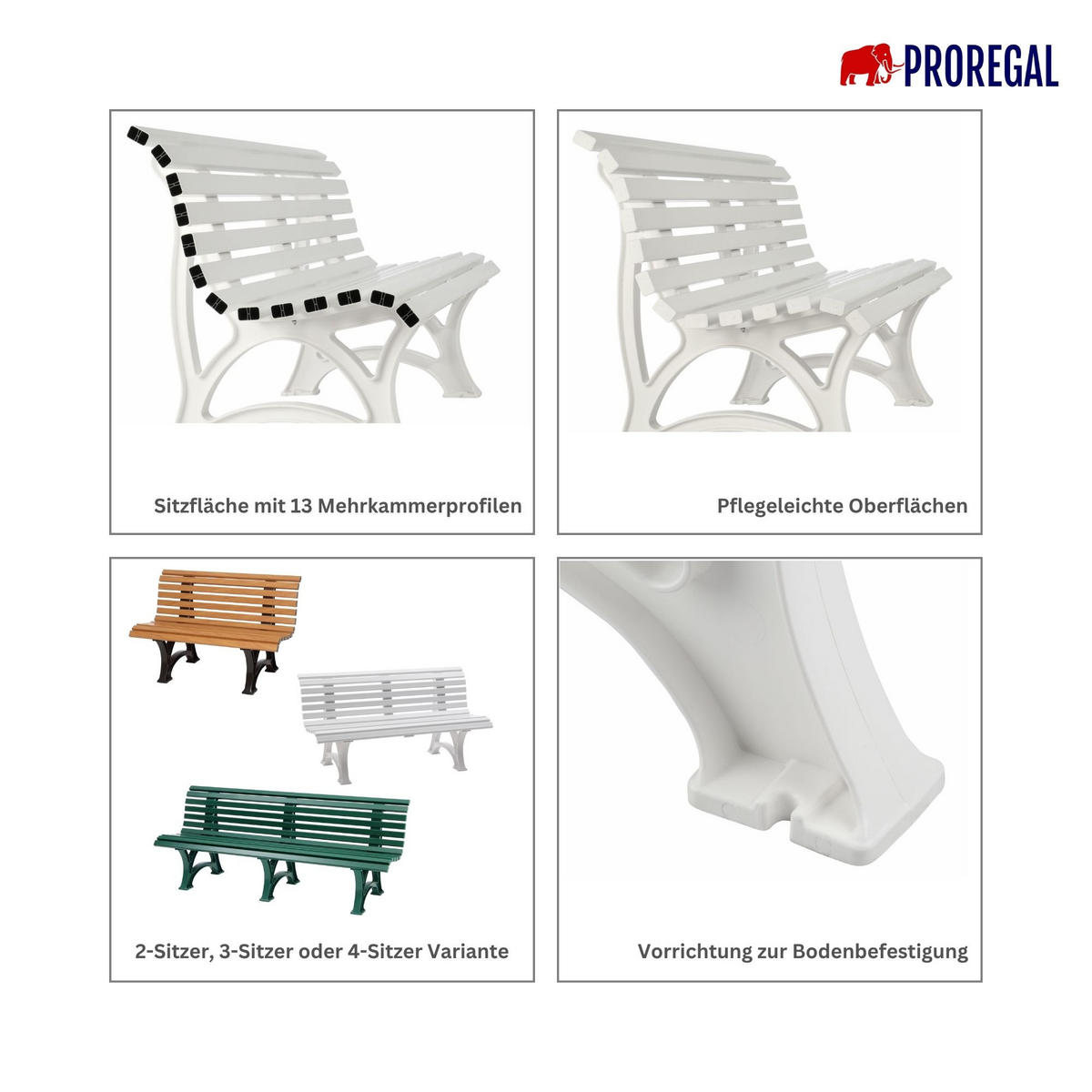 GARTENBANK Jamaika 4 Sitzer Grün 80 x 200 x 64 cm Witterungskunststoff & UV Beständiger Kunststoff - Grün, Kunststoff (200/80/64cm) - PROREGAL