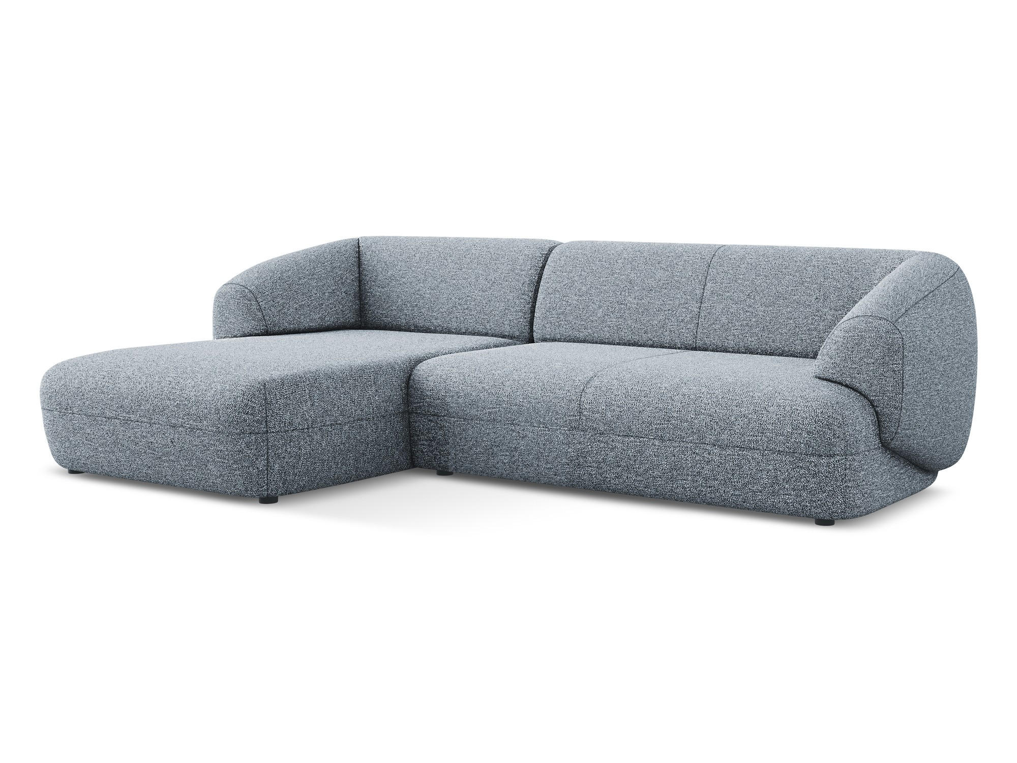 ECKSOFA links Strukturstoff Stoff Blau - Blau/Blaugrau, Kunststoff/Textil (156/280cm) - Makamii