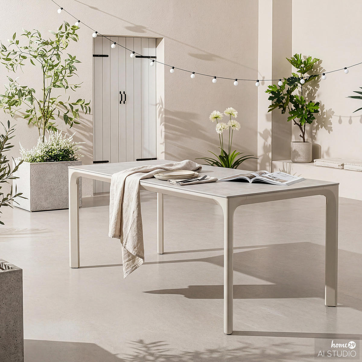 GARTENTISCH - Aluminium / Granit - Grau - Grau, Glas/Keramik (90/180/74cm) - home24