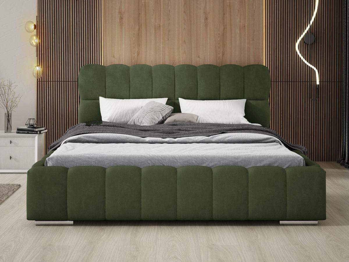 DOPPELBETT 140x200 cm Avilla mit Bettkasten, Lattenrost, Samt, Grün - Grün, Holz/Textil (140/200cm) - Emporius