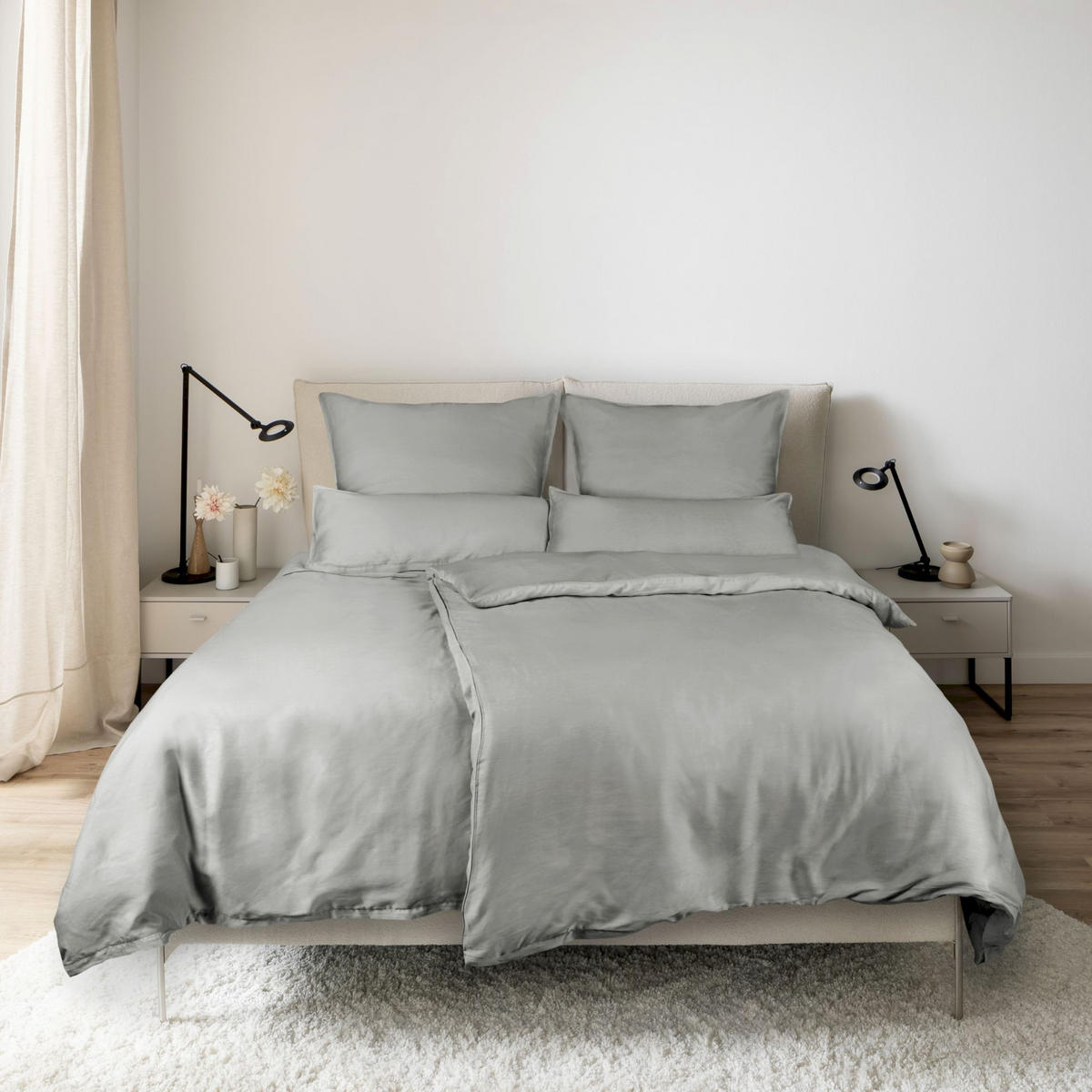 SATIN BETTWÄSCHE PLAIN - Grau, Textil (200/200cm) - Schöner Wohnen