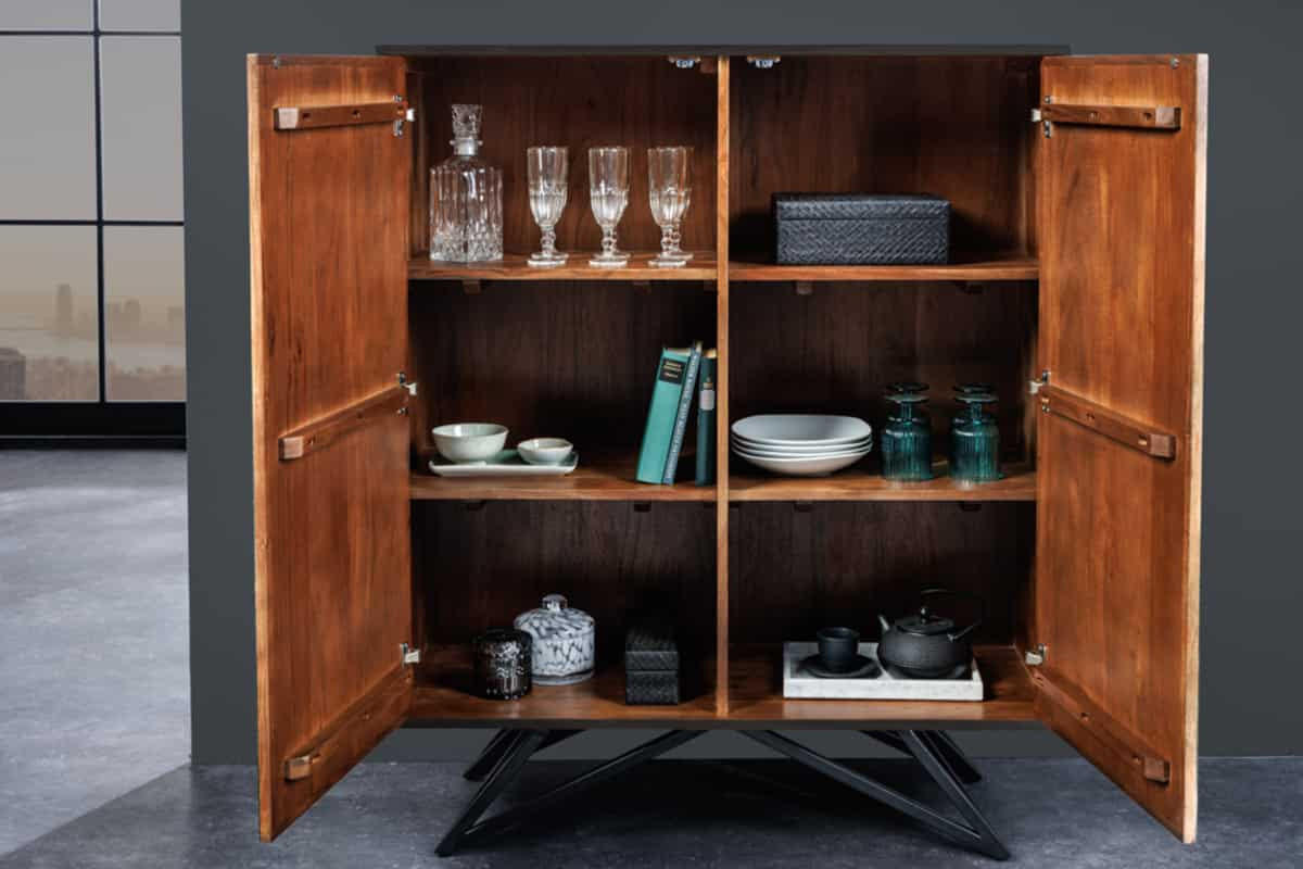 HIGHBOARD MOUNTAIN SOUL Akazie 120cm - Multicolor/Schwarz, Holz/Stein (100/120/38cm) - riess-ambiente