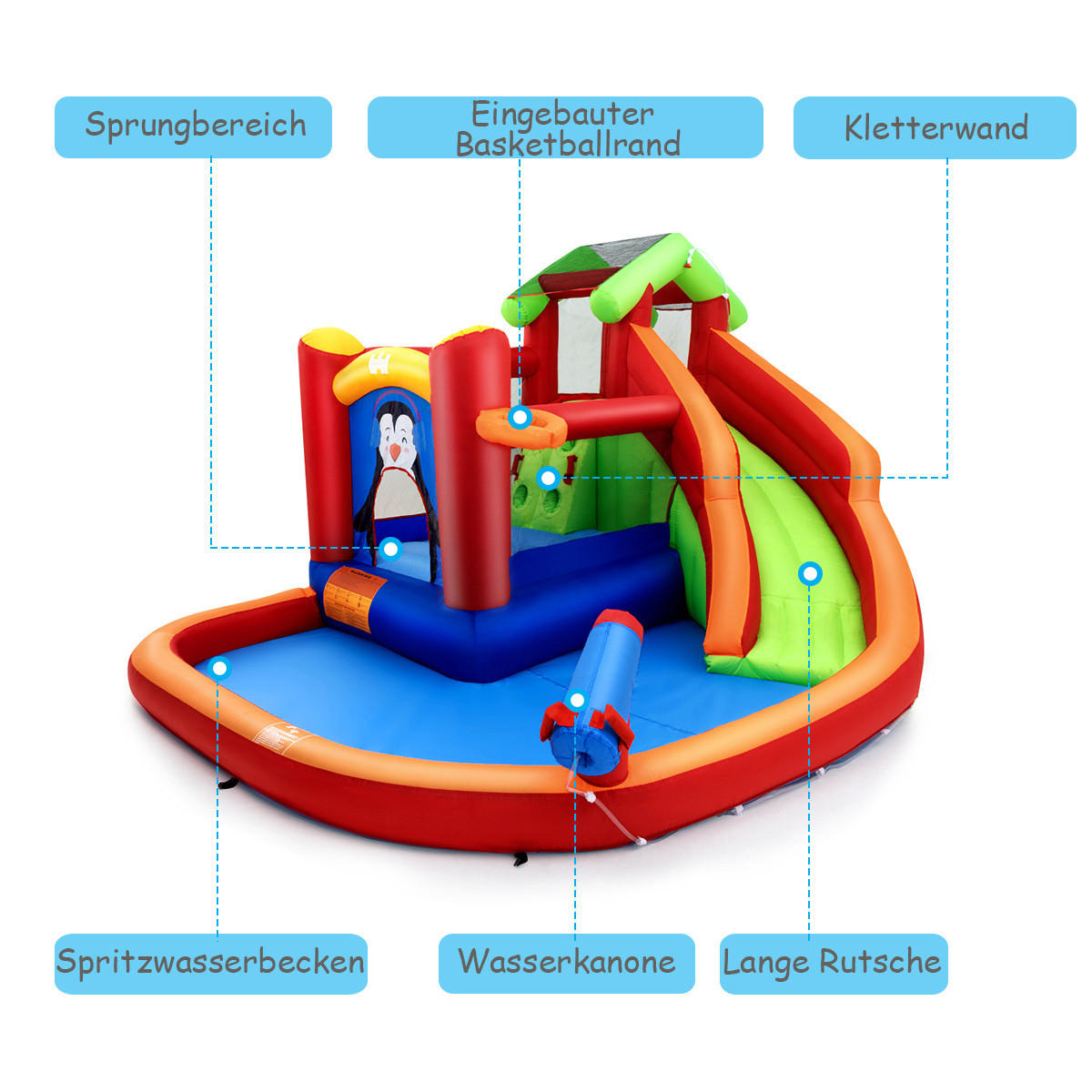 WASSERPARK 190cm Rot - Rot, Kunststoff (370/300/190cm) - COSTWAY