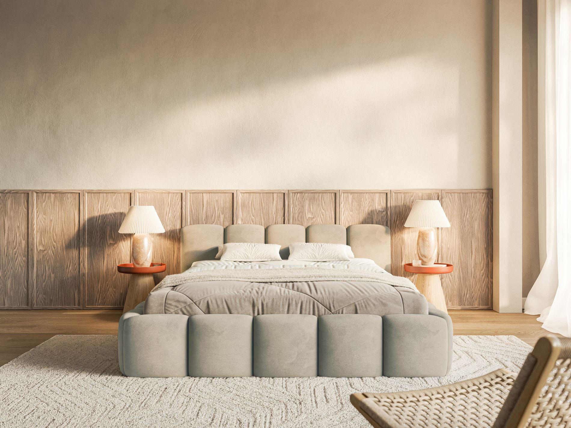 POLSTERBETT Cloudy Low Graubeige Samtbezug 200x200 - Taupe, Textil (200/200cm) - Selsey