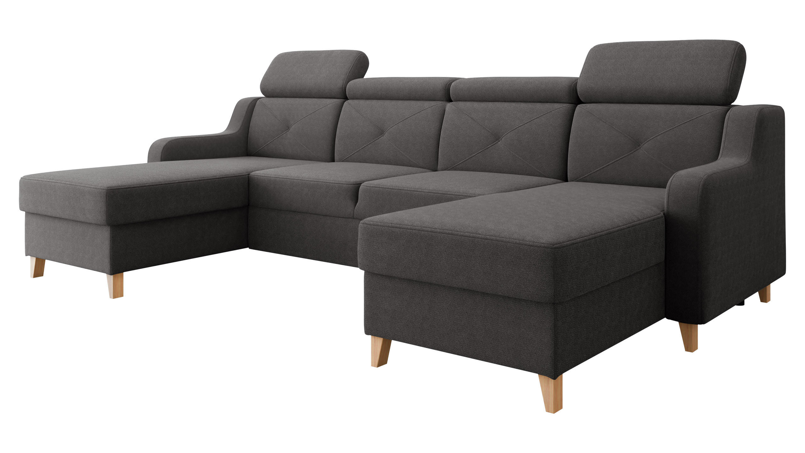 ECKSOFA Marbella U - Naturfarben/Grau, Holz/Textil (286/82/165cm) - MIRJAN24