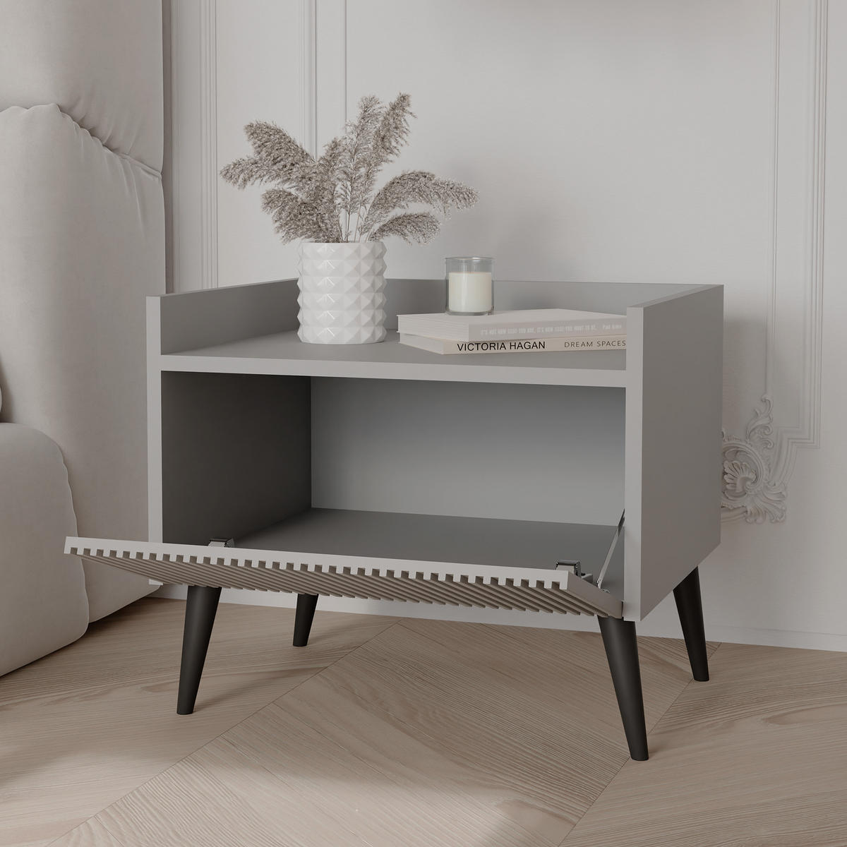 NACHTSCHRANK SCALA 52/41/45 cm Kaschmir - Kaschmir/Schwarz, Holzwerkstoff/Metall (52/45/41cm) - Idohome