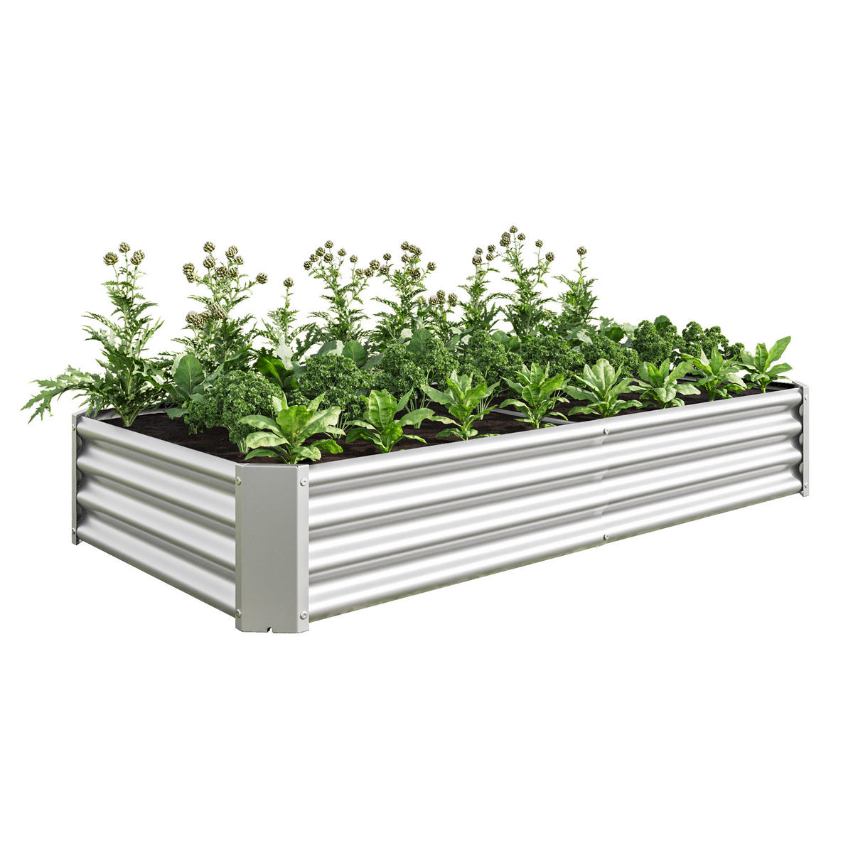 HOCHBEET 180/90/30 cm Grün (ohne Boden) - Silberfarben, Metall (90/30/180cm) - Oxeza