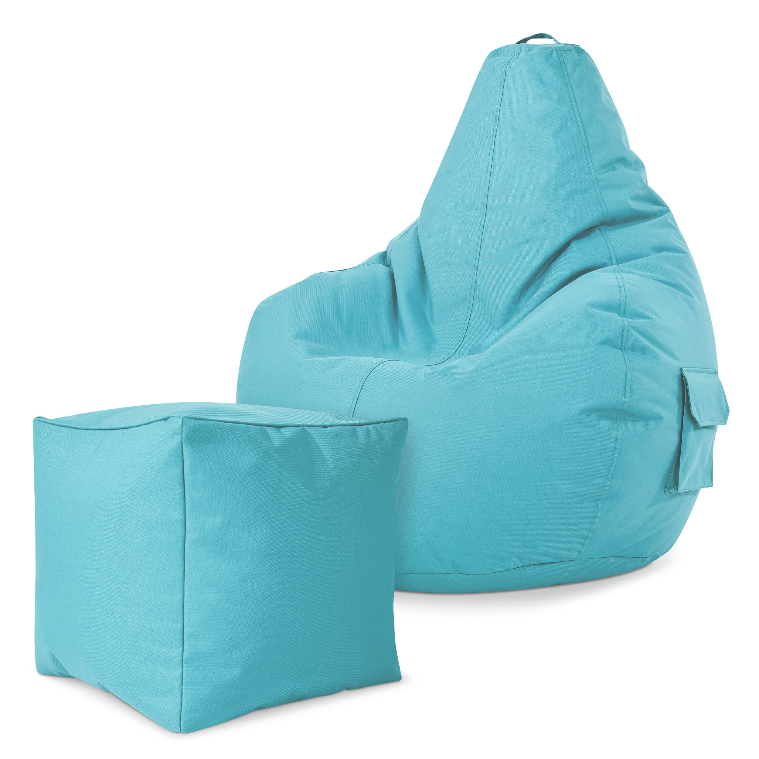 SITZSACK + Hocker "Cozy+Cube" 2er Set - Dunkelblau, Textil (70/90/80cm) - Green Bean