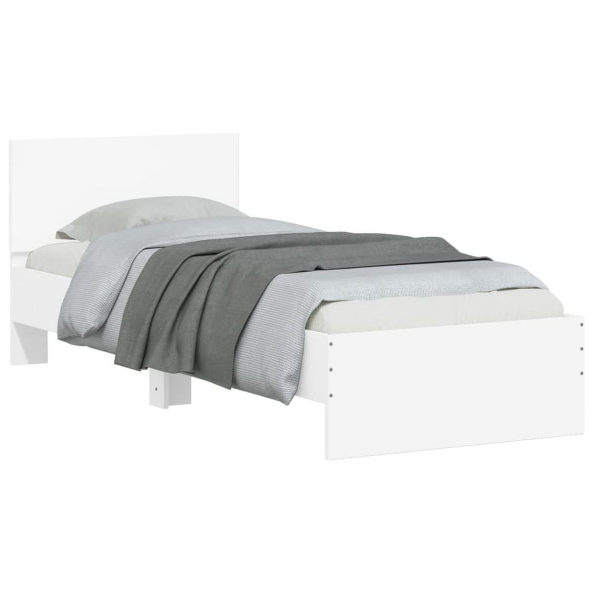 BETTGESTELL Mit Kopfteil Und Led-Leuchten Weiss 90/200 Cm - Weiß, Holzwerkstoff (90/200cm) - vidaXL