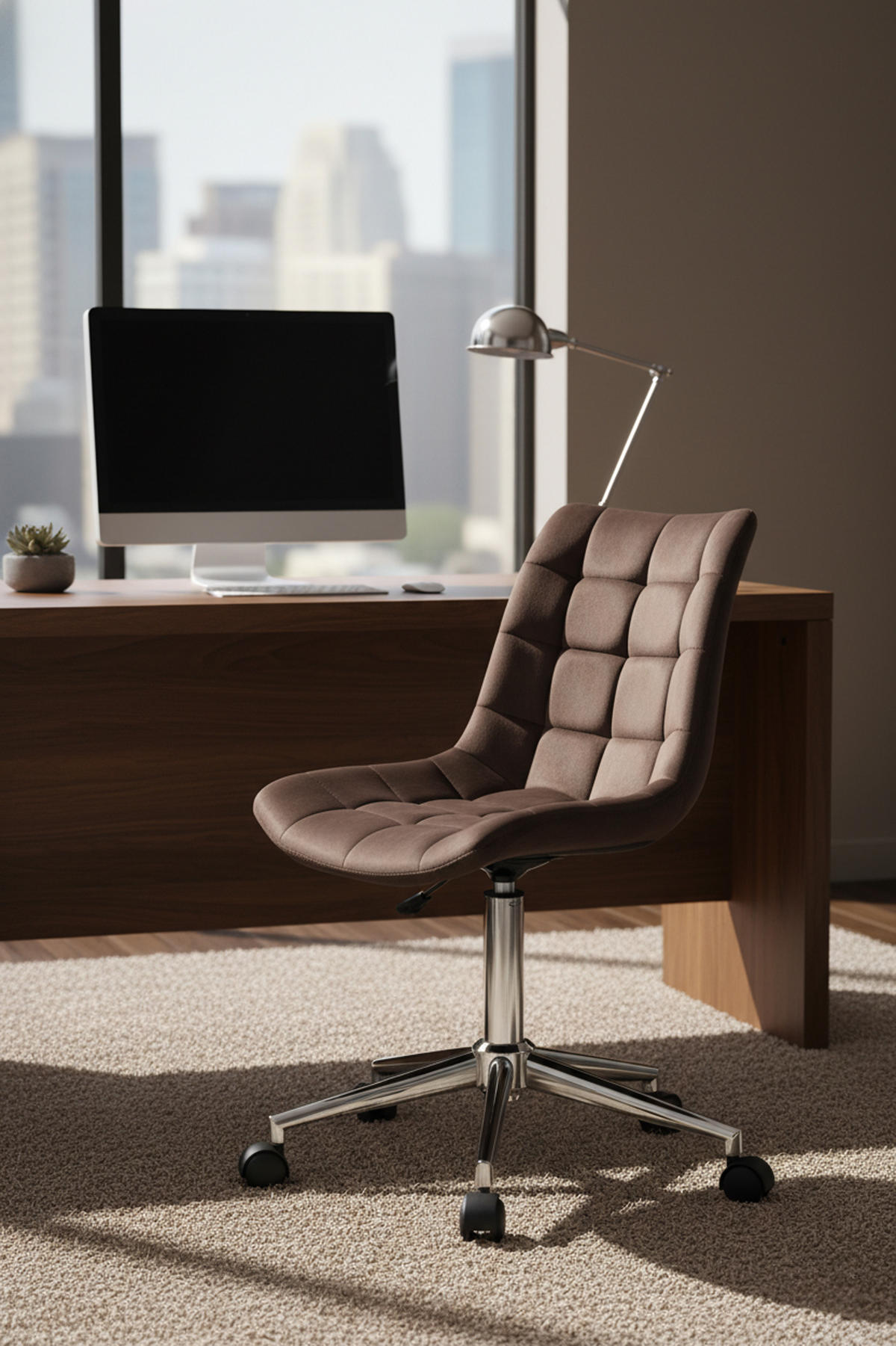 BÜROSTUHL Auronix Samt braun - Chromfarben/Braun, Metall (46/96/62cm) - TPFLiving