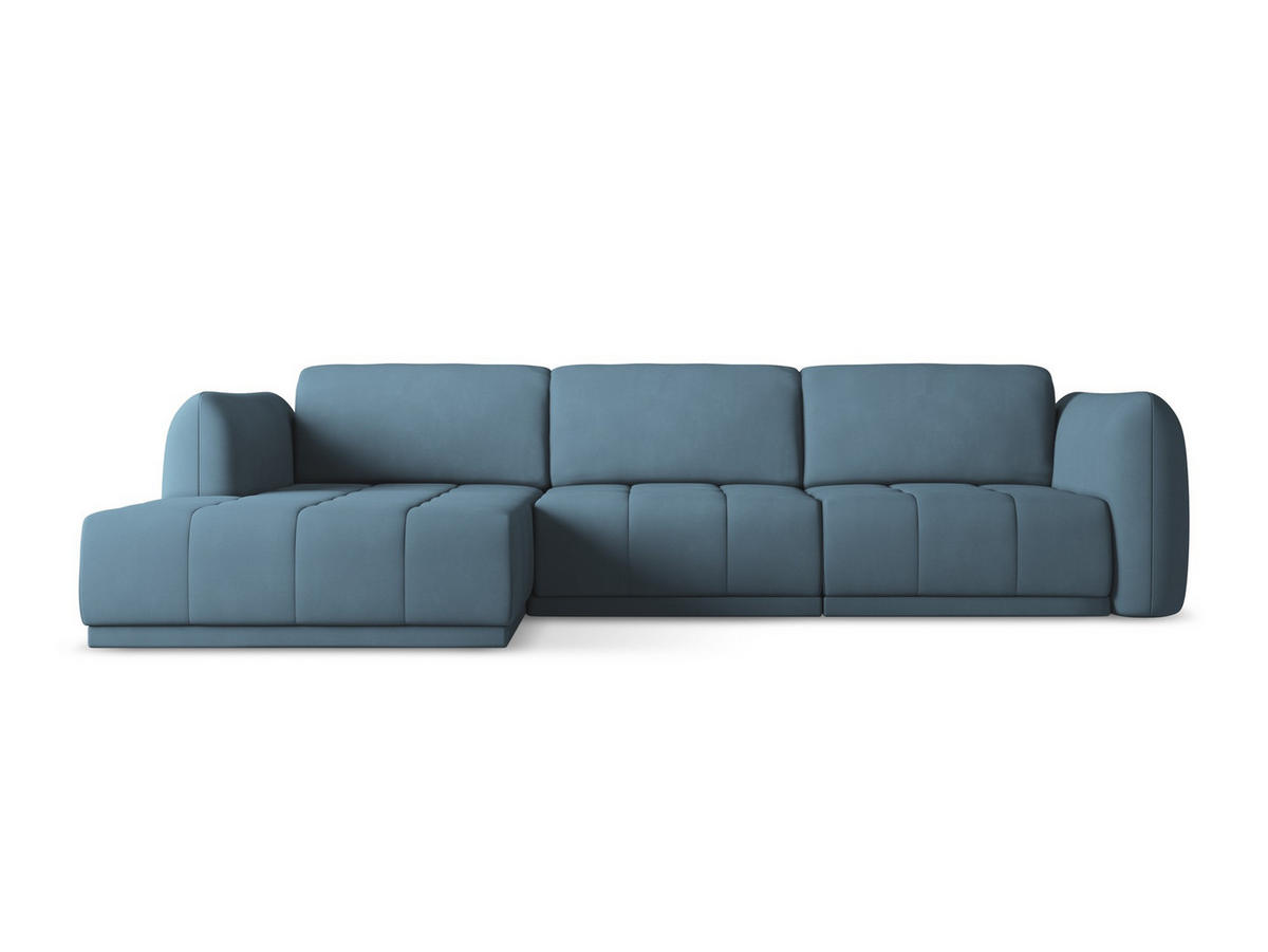 ECKSOFA Links Chenille Stoff Blau - Blau/Blaugrau, Kunststoff/Textil (170/290cm) - Makamii