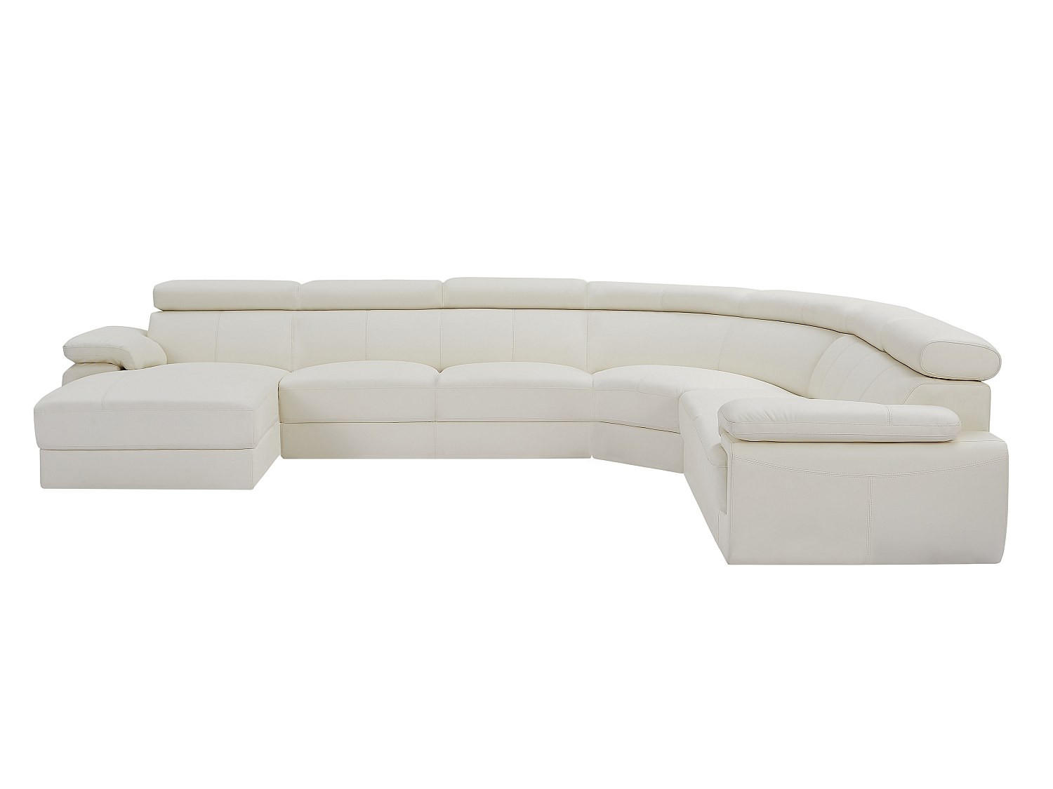 SOFA - 7 Personen - leder - weiß Elevanto - Weiß, Leder/Metall (355/90/172cm) - Vente-Unique