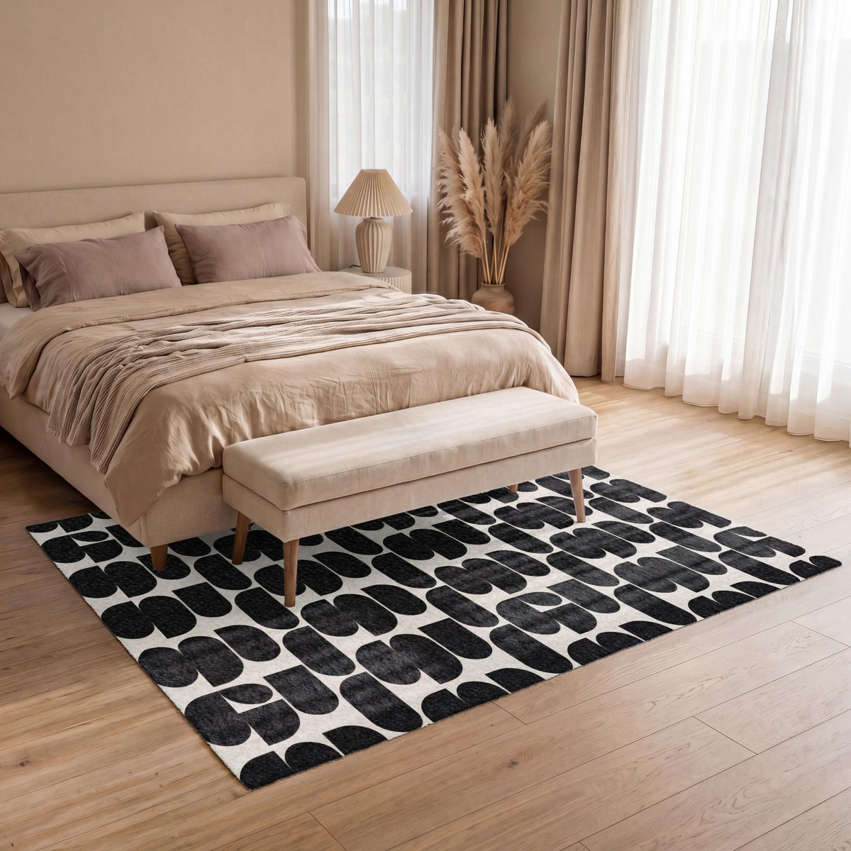 KOBERCE - Moderné - vzorované - čierne - 200x140 cm - čierna, textil/plast (200/0.4cm) - OnlyWow