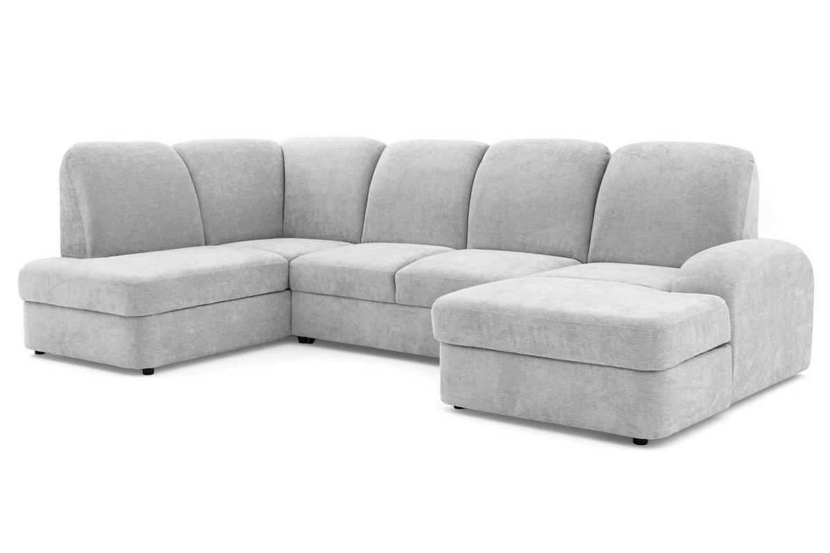 ECKSOFA VIBE U Links mit Schlaffunktion 129x263 Chenille Hellgrau - Hellgrau/Schwarz, Holz/Kunststoff (280/102/186cm) - Muffo