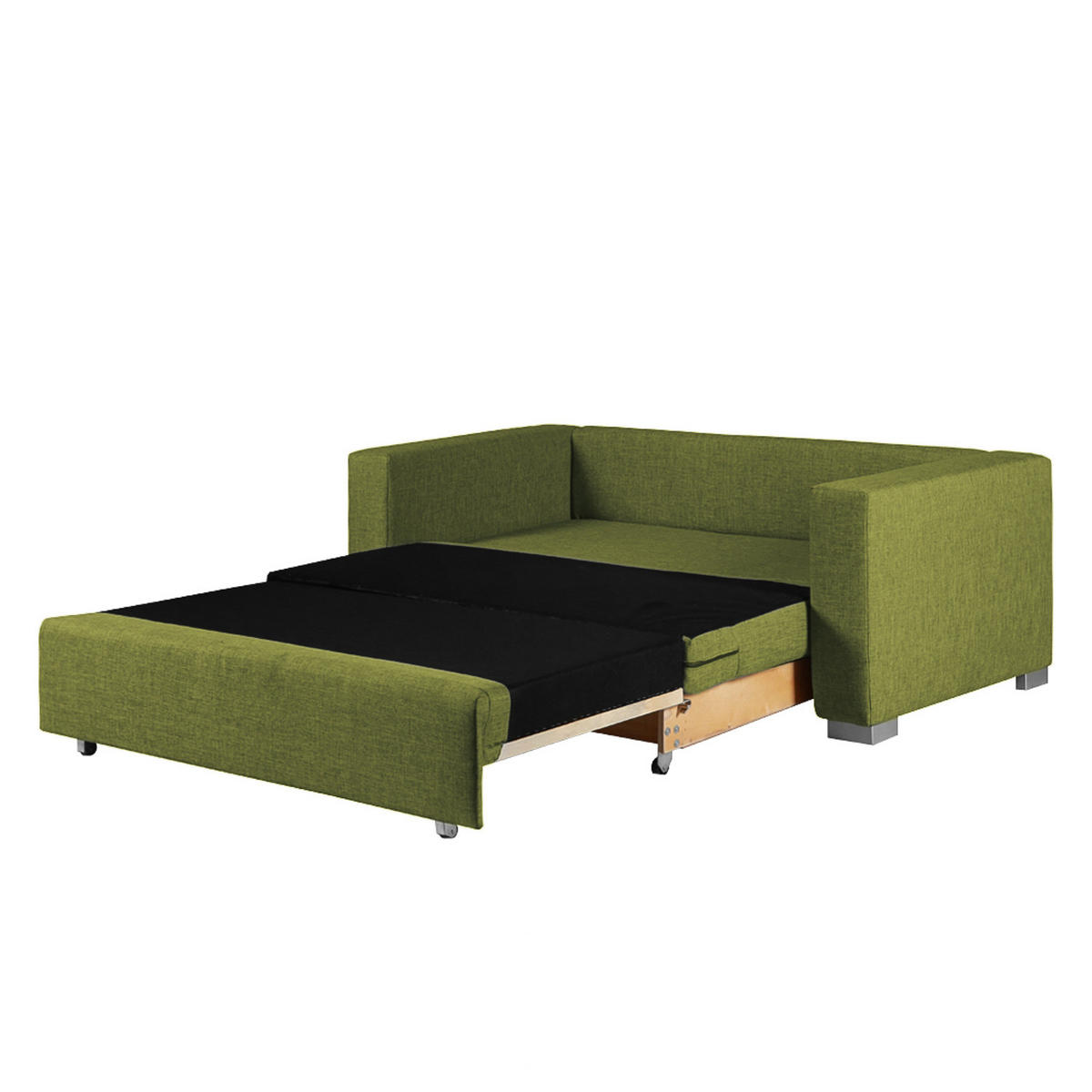 SCHLAFSOFA - Silberfarben/Grün, Textil (153/90/90cm) - home24