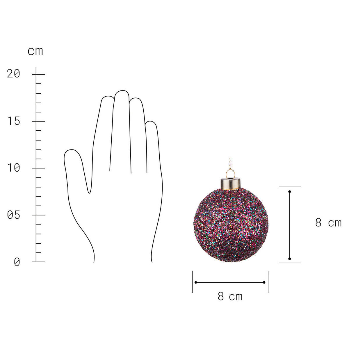 CHRISTBAUMKUGEL Hang On Glitter - Multicolor, Glas (8/10/8cm) - Butlers