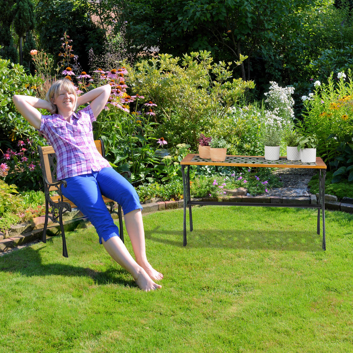 GARTENSTUHL - Multicolor, Holz/Kunststoff (62/73/52.5cm) - Relaxdays