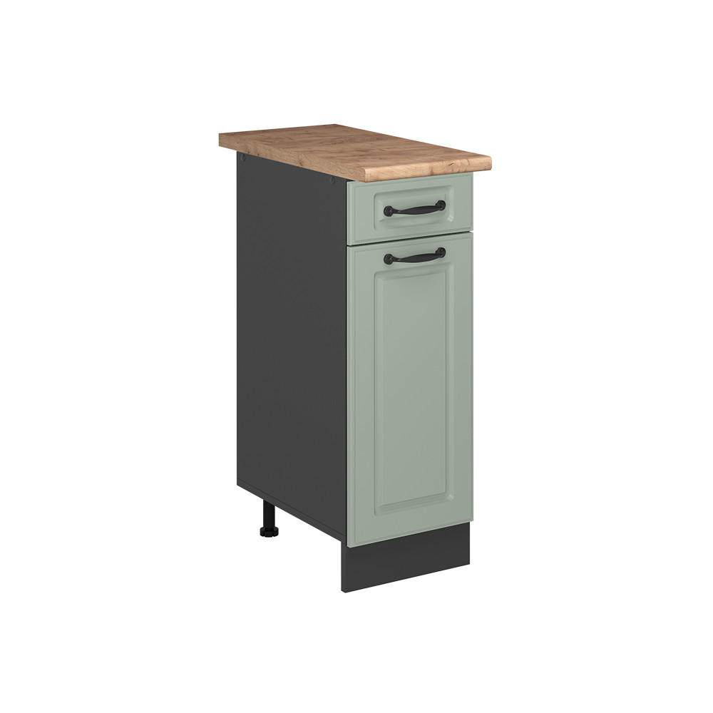 KÜCHENUNTERSCHRANK R-Line, Mint Landhaus/Anthrazit, 30 cm Arbeitsplatte Goldkraft Eiche - Anthrazit/Mintgrün, Holzwerkstoff (30/81.6/60cm) - Vicco