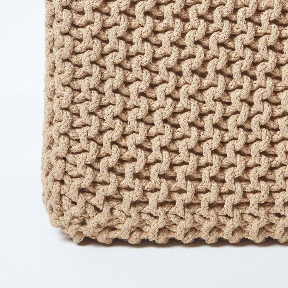 STRICK-POUF beige, Sitzwürfel 35/35/35 cm - Beige, Textil (35/35/35cm) - Homescapes