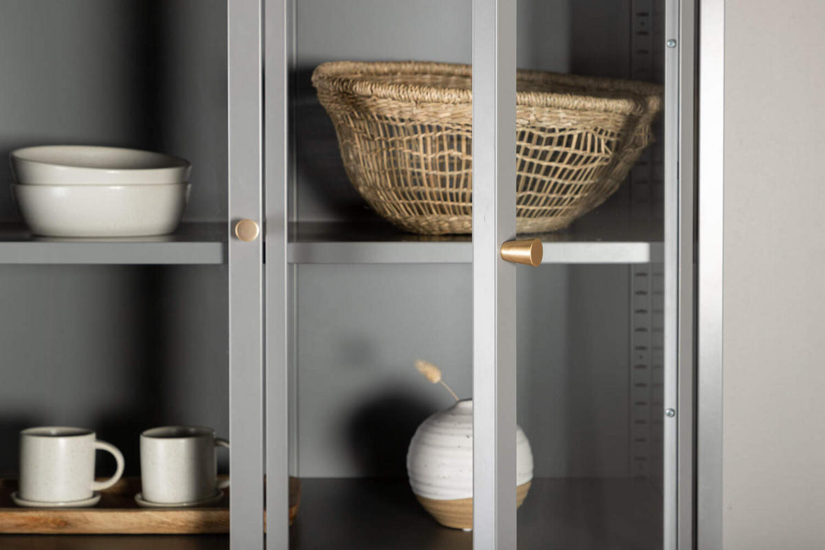 VITRINENSCHRANK, Bakal, Weiß, Stahl, 80 x 41 x 190 cm - Weiß, Metall (80/190/41cm) - ebuy24