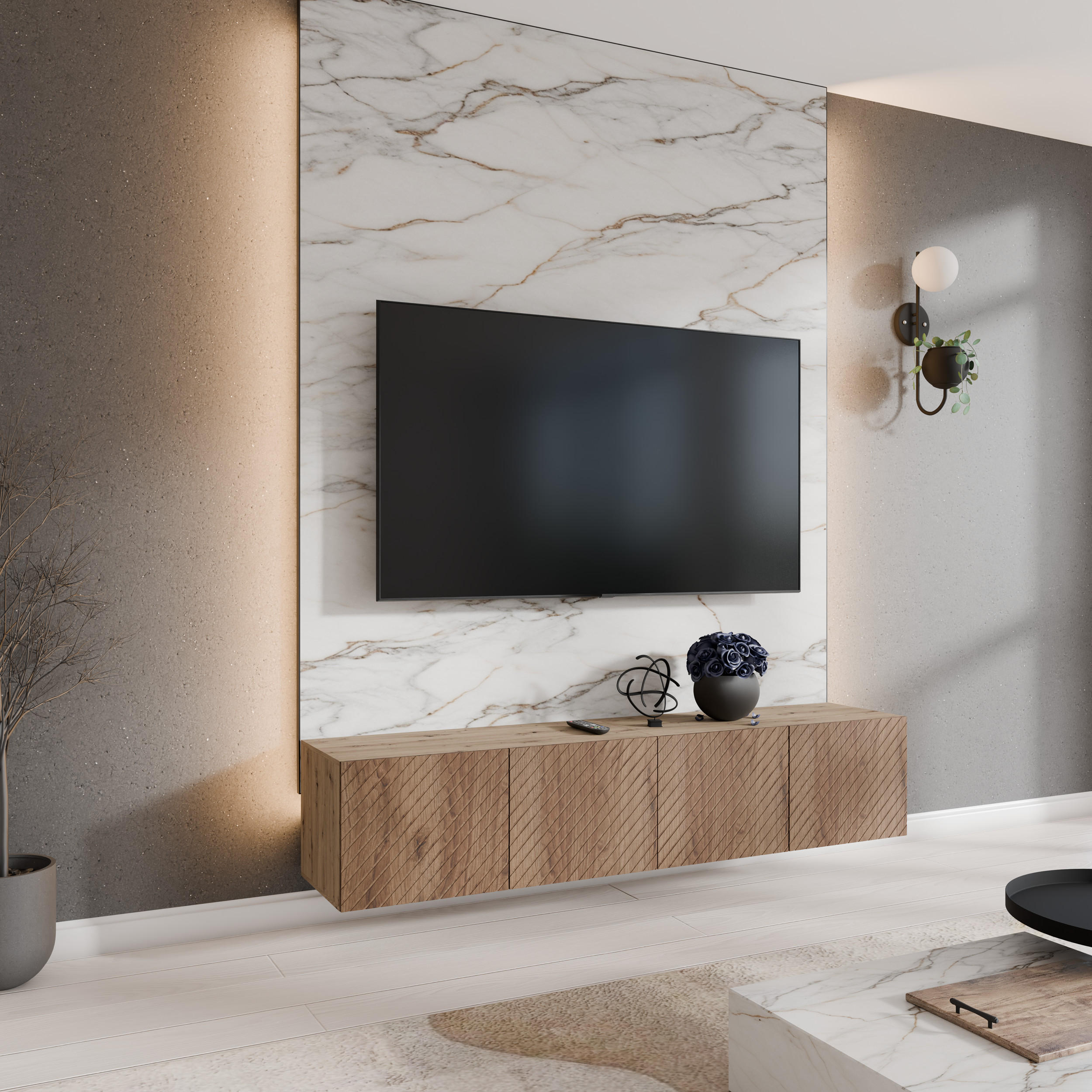 TV-SCHRANK KLER - Wildeiche/Eiche Artisan, Holzwerkstoff (200/41/40cm) - Meblini