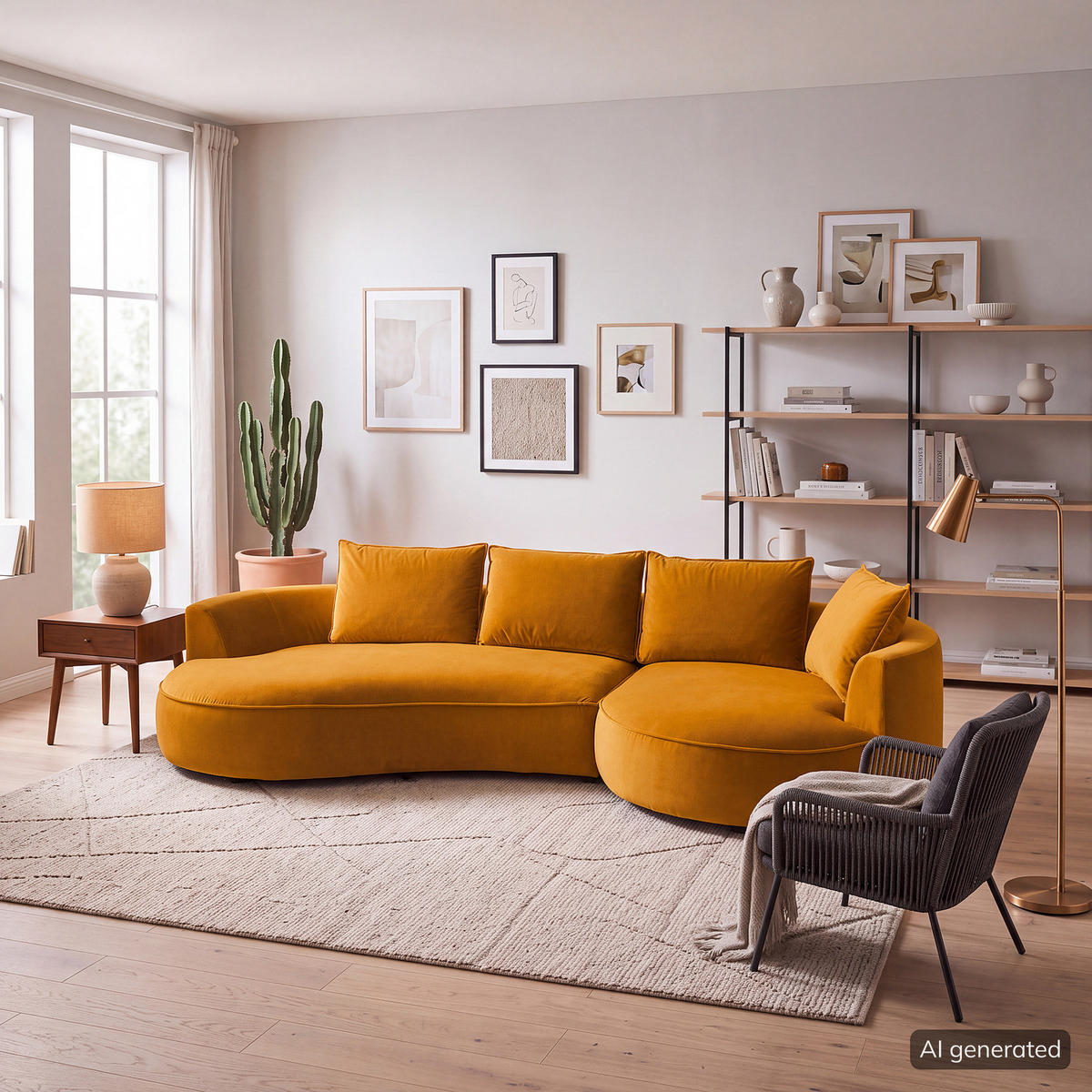 BIGSOFA - Gelb/Orange, Naturmaterialien/Kunststoff (322/82/154cm) - home24