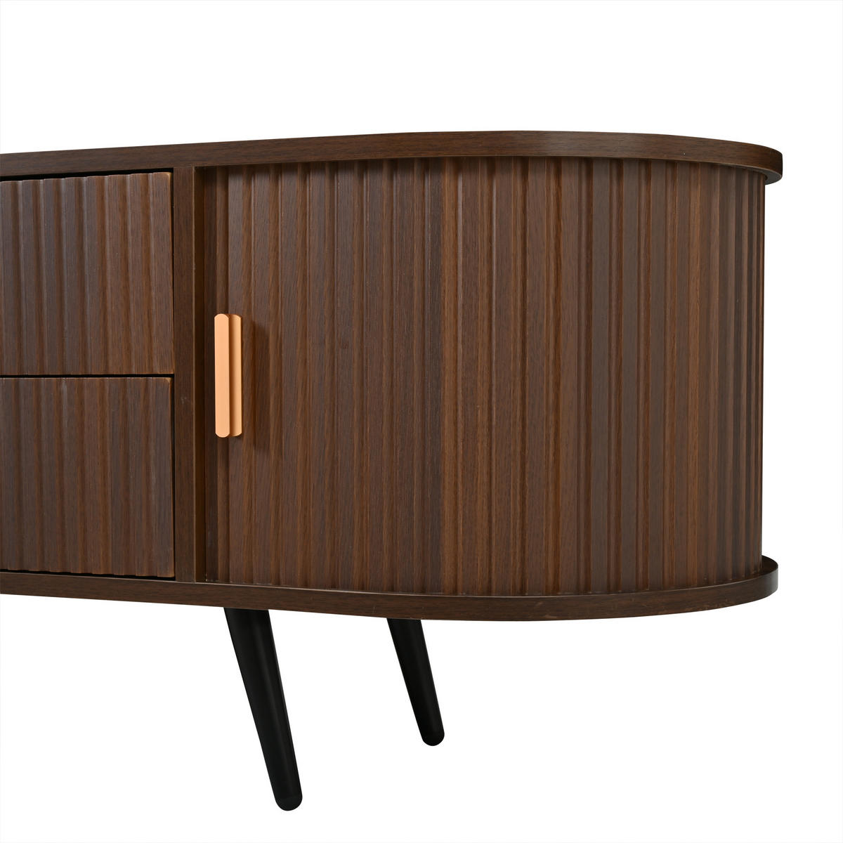 TV-SCHRANK Oval Lowboard Nussbaum 180cm 4 Schubladen Modern - Walnussfarben, Holzwerkstoff (180/45/40cm) - FLIEKS
