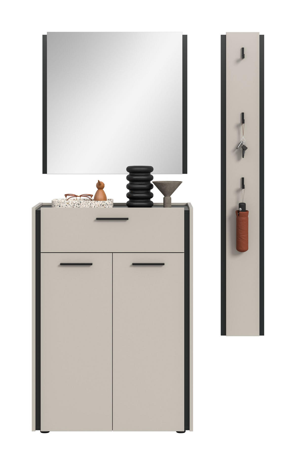 GARDEROBEN-SET EMIL (B/H/T: ca. 142/190/37 cm) in Kaschmir/Kaschmir - Sandfarben, Holzwerkstoff (142/190/37cm)