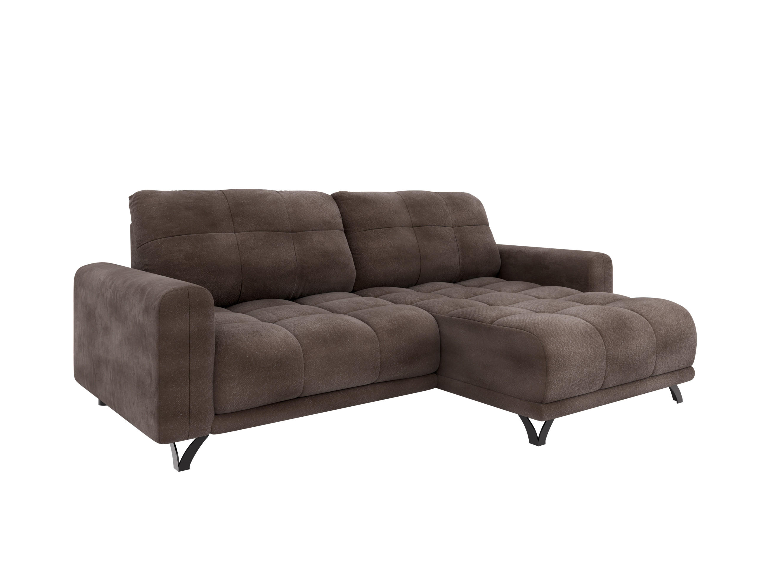 ECKSOFA Ferrino L-Form, Recamiere beidseitig montierbar, Braun - Braun, Holz (174/234cm) - Panda Möbel