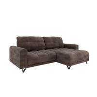 ECKSOFA Ferrino L-Form, Recamiere beidseitig montierbar, Braun - Braun, Holz (174/234cm) - Panda Möbel