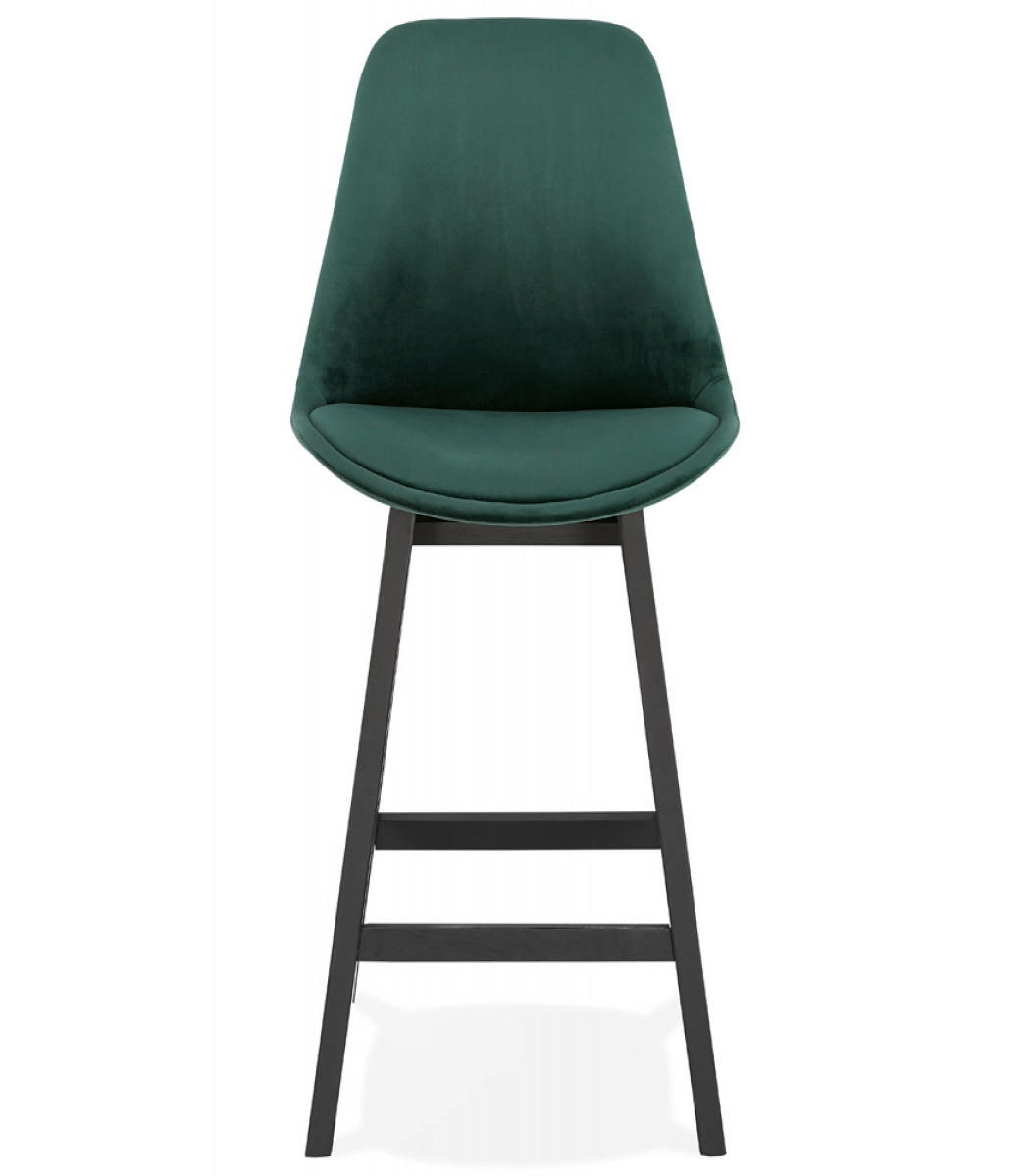 BARHOCKER mittelhoch mit Samt Sitz MORISS, Grün-Schwarz 48x56x103 cm - Schwarz/Grün, Eichenholz/Holz (48/103/56cm) - KADIMA DESIGN