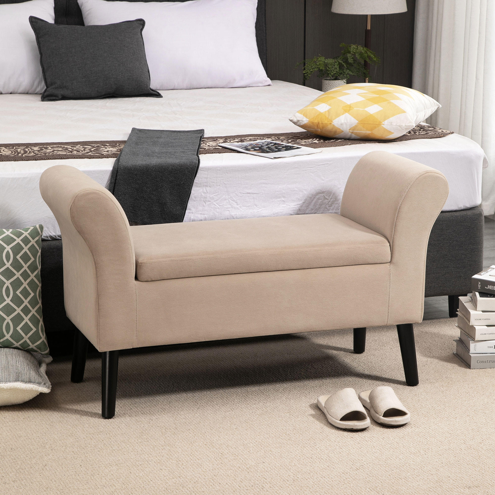 SITZBANK, Polsterbank, Beige - Beige, Kunststoff (41/65/111.5cm) - HOMCOM