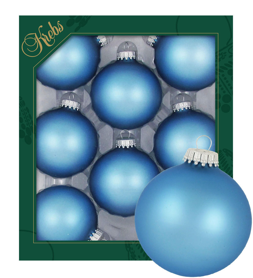 CHRISTBAUMKUGELN Uni-Design Blau 7cm (Glas / 8 Stk.) - Blau, Glas (7/7/7cm) - Krebs Glas Lauscha