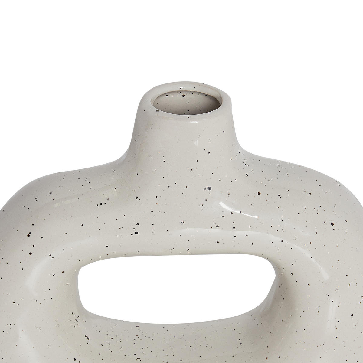 BLUMENVASE Steinzeug weiß Mooneye - Weiß, Keramik (19cm) - Beliani