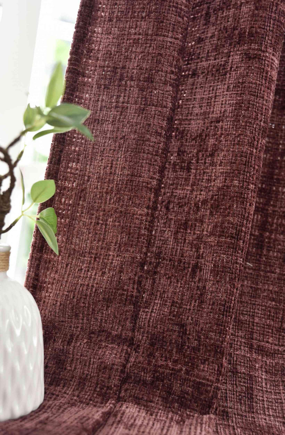VORHANG Chenille Riga 245x140 cm Himbeere - Weinrot, Textil (140/245cm) - Gardinenbox