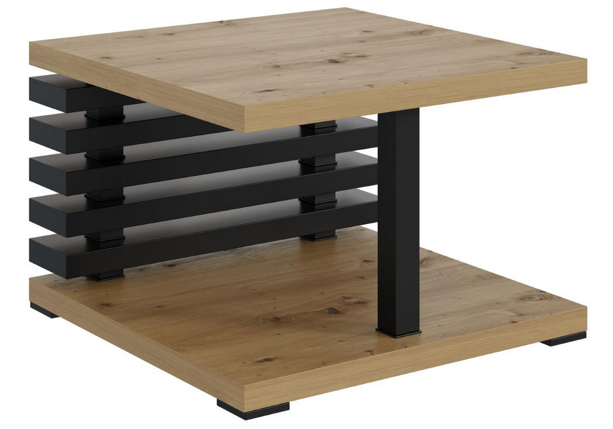 KAFFEETISCH 60x60x44 cm - Artisan Eiche Optik / Schwarz - YOTO +2 - Buchefarben, Holzwerkstoff (60/60/44cm) - ALTDECOR