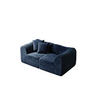 2-SITZER 193/87/67 cm blau aus Samt mit 2 Kissen - Blau, Textil (87/67/193cm) - OKWISH