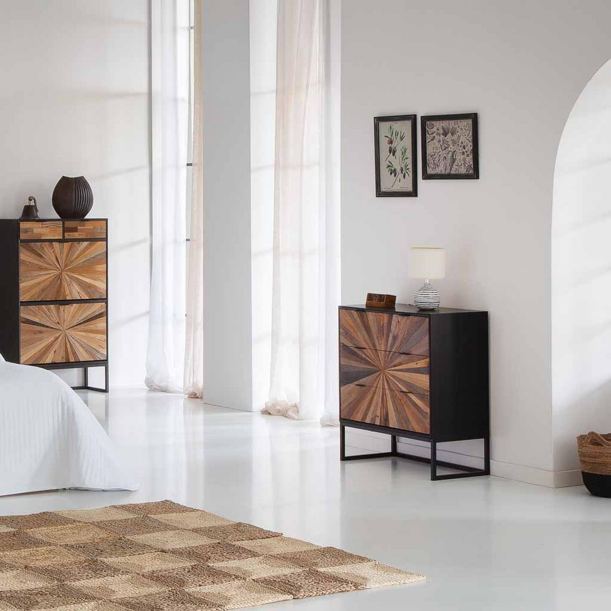 KOMMODE aus Holz 75x36x80 braunem - Schwarz, Metall (36/75/80cm) - Wanderlust