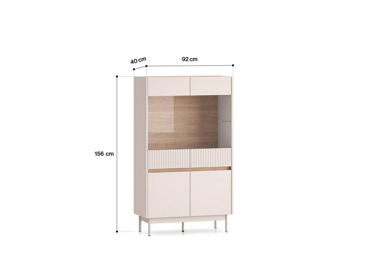 VITRINE DUNEA Beige 92x40x156 cm - Beige, Holzwerkstoff (92/156/40cm) - FURNLUX
