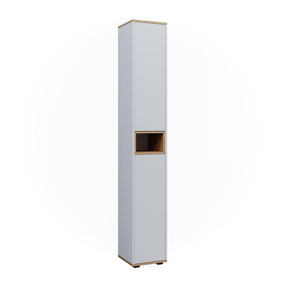 BADSCHRANK Didi Weiß/Artisan 30 x 192 cm mit 2 Türen - Weiß, Holzwerkstoff (30/192/30cm) - Vicco