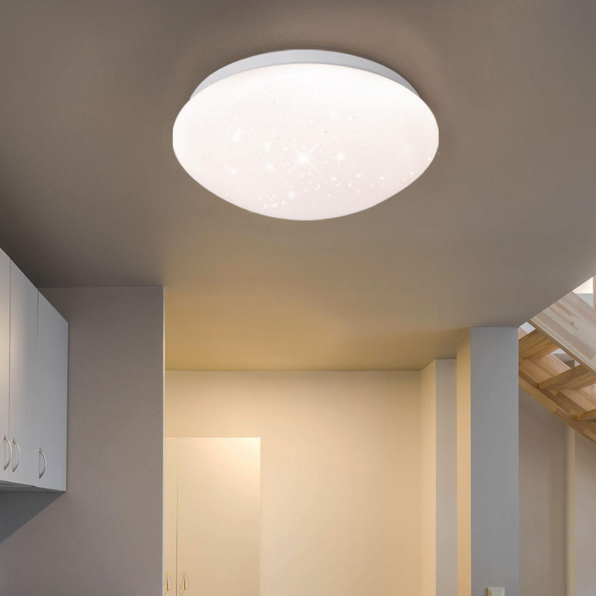 LED DECKENLEUCHTE Weiß Sternen-Effekt - Weiß, Metall (26/9.2/9.2cm)