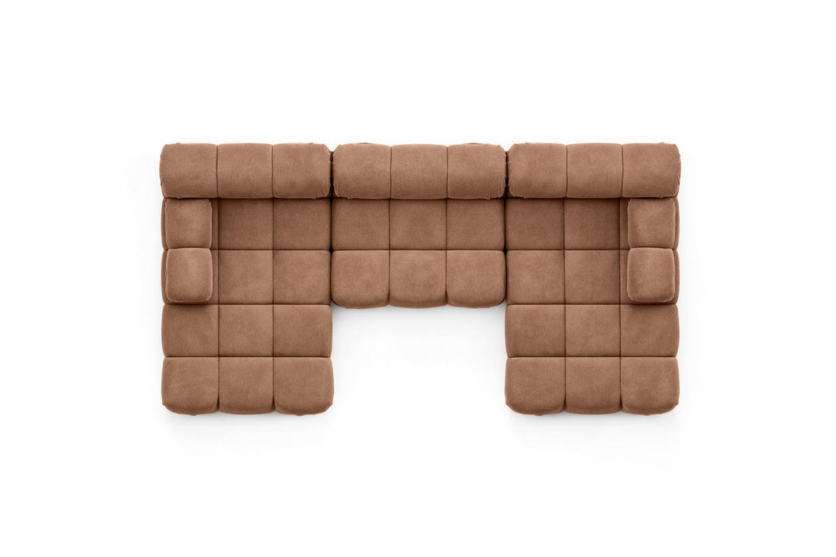 ECKSOFA U-Form, Stoff Velours Salvador, Dunkelbeige, Selia U - Beige, Holz (285/70/160cm) - Kaiser Möbel