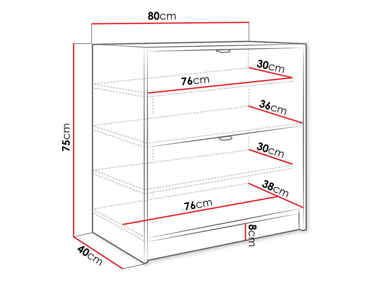 SCHUHSCHRANK Tireno 2K - Goldfarben/Schwarz, Holzwerkstoff/Kunststoff (80/75/40cm) - MIRJAN24