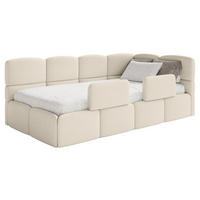 JUGENDBETT Cloudy rechts mit Rausfallschutz Bouclé Hellbeige - Ecru, Kunststoff/Textil (90/200cm) - Selsey
