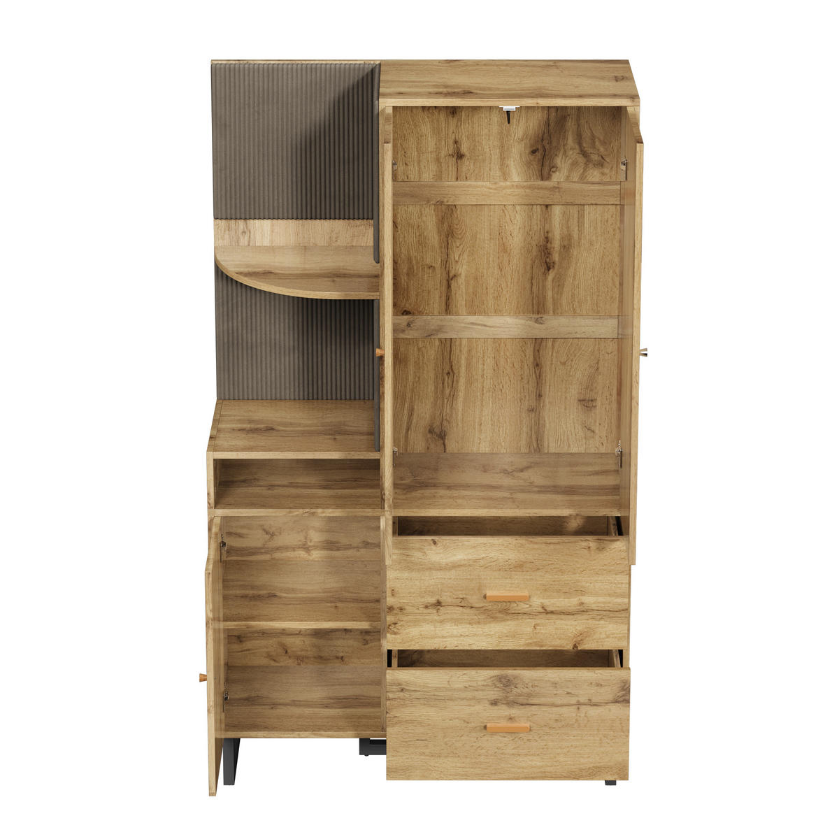 KOMPAKTGARDEROBE Flur Schuhschrank Wandschrank gepolstert 110x186x38cm - Naturfarben, Holzwerkstoff (38/186/110cm) - FLIEKS