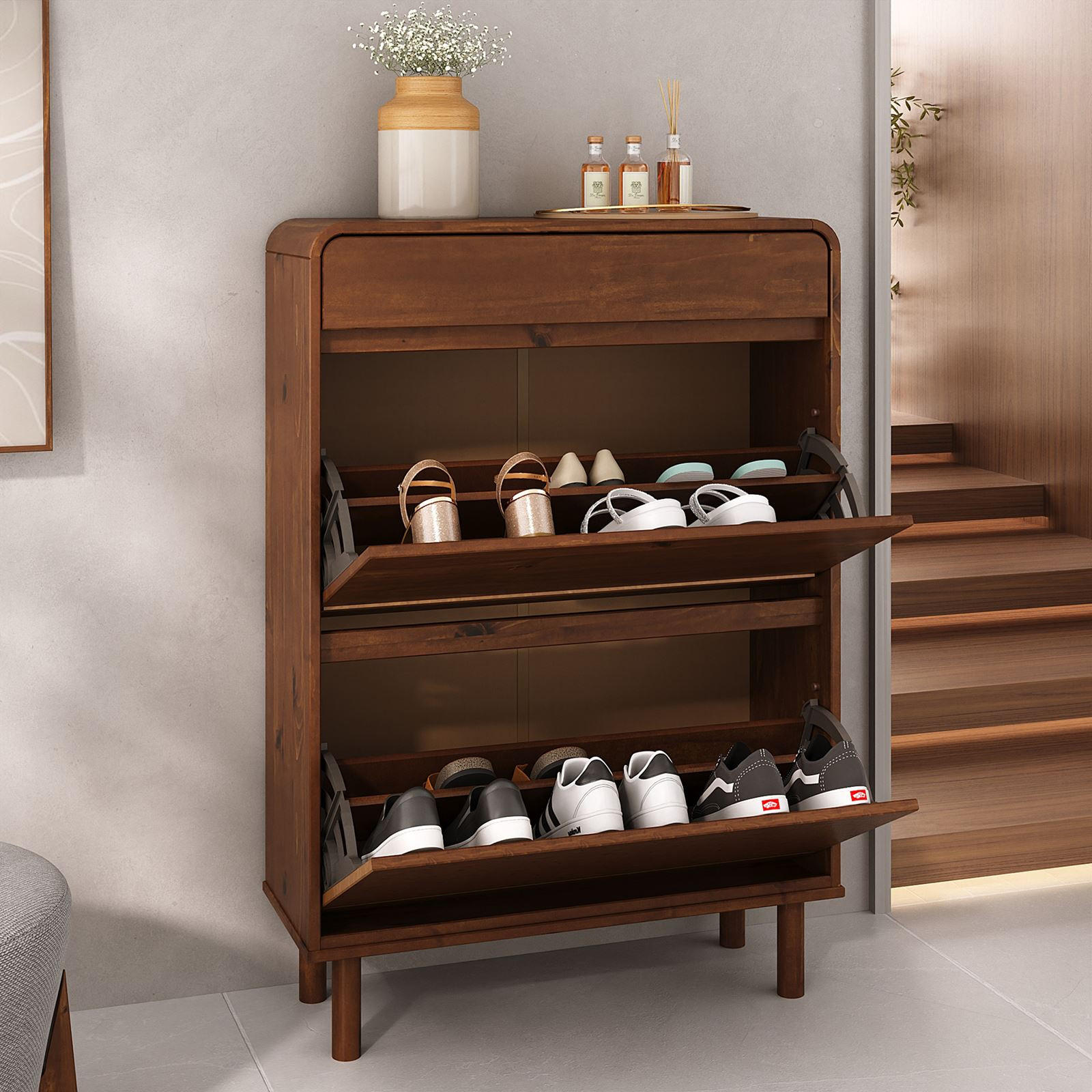 SCHUHKIPPER NAEL - Kastanienfarben, Holz (80/114/30cm) - IDIMEX