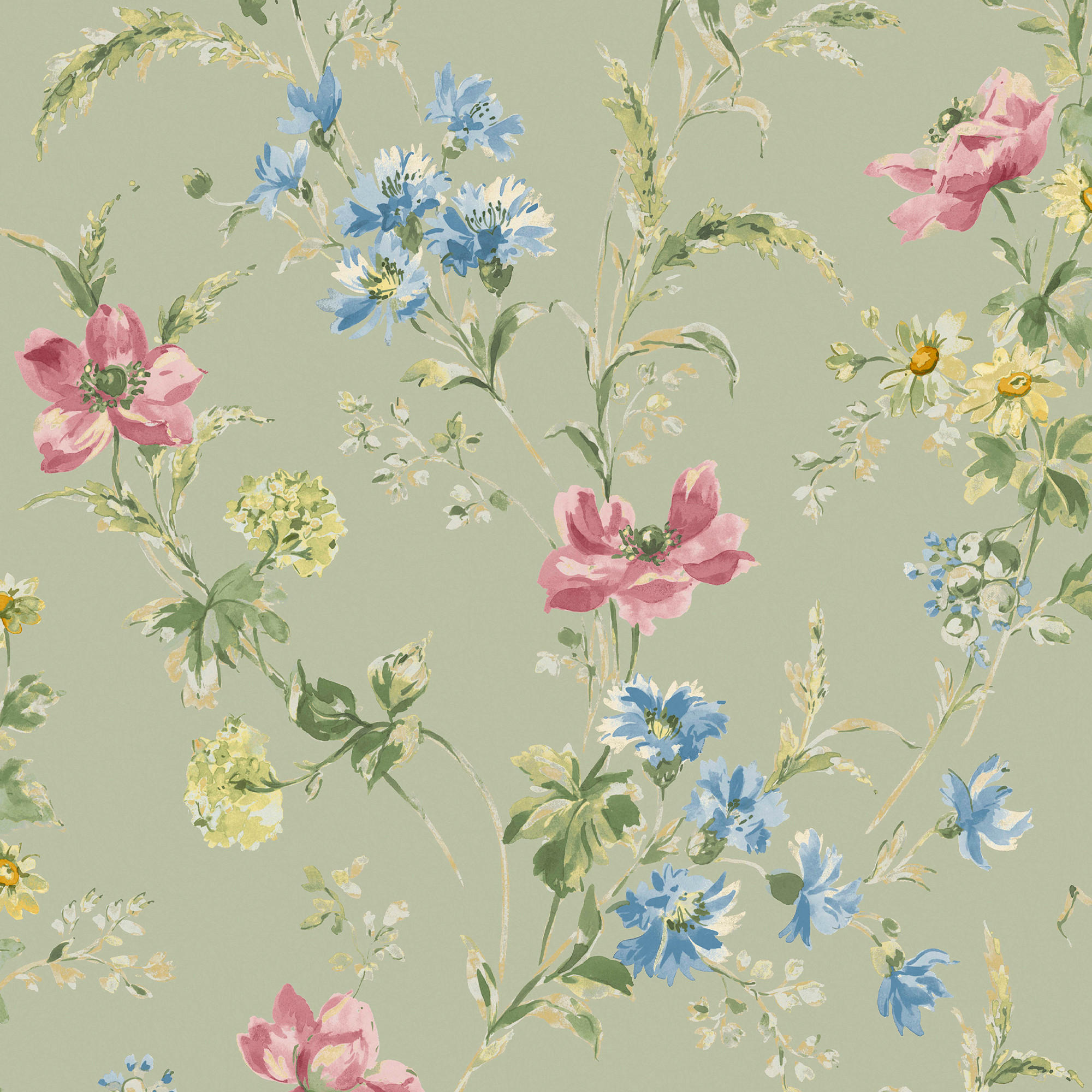 Laura Ashley Vliestapete Grün 52x1000 cm