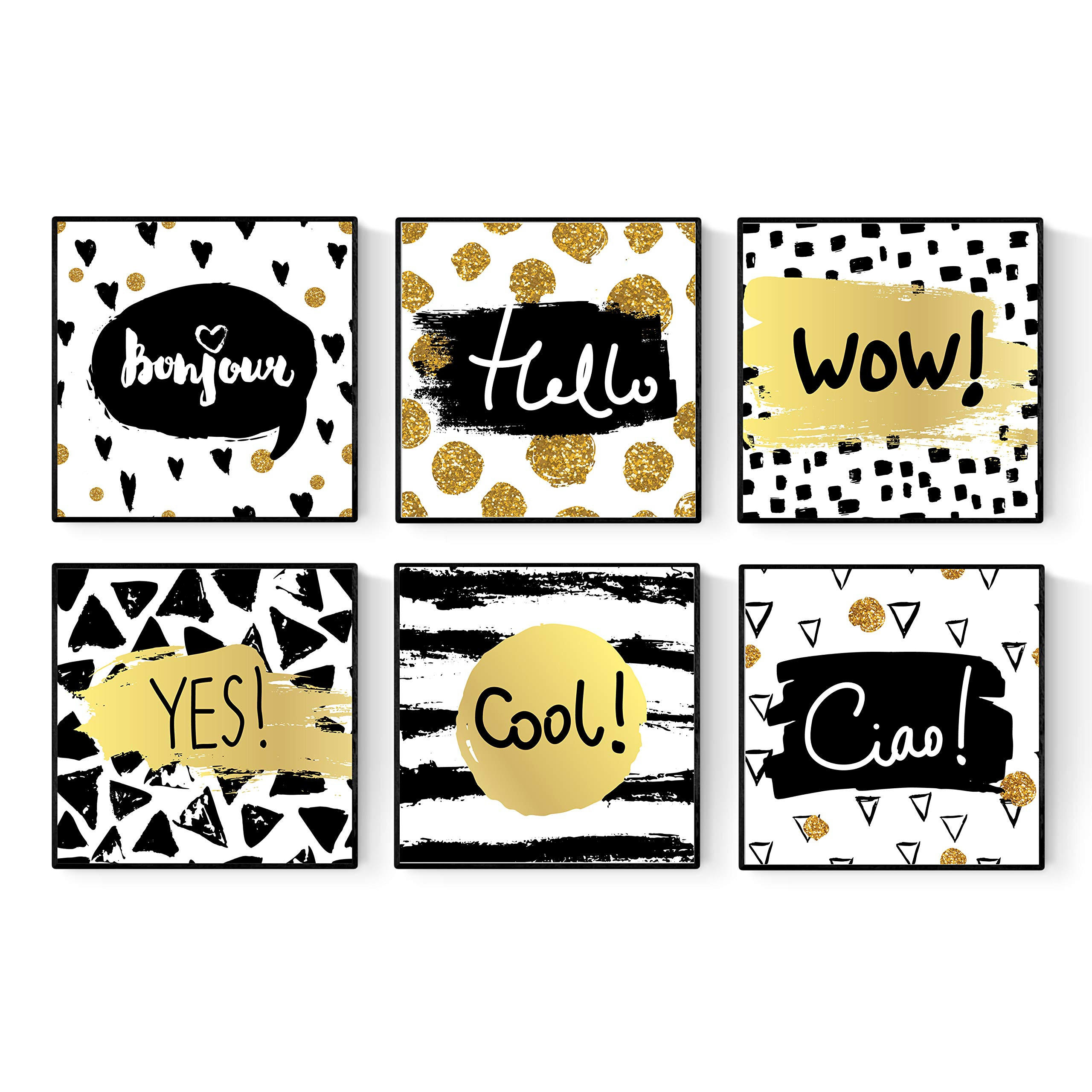 POSTER Set Mit 6 Blätter Gestempelt Grüsse Hallo, Ciao, Bonjour - Klar, Papier (29/3cm) - Nacnic